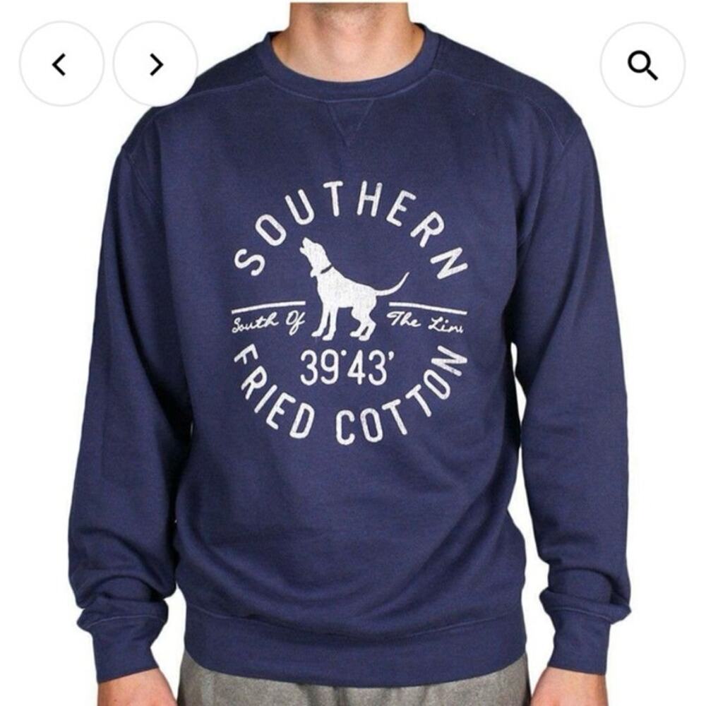 Southern Fried Cotton Hound Circle
Crew Neck Fleece in China Blue size large
